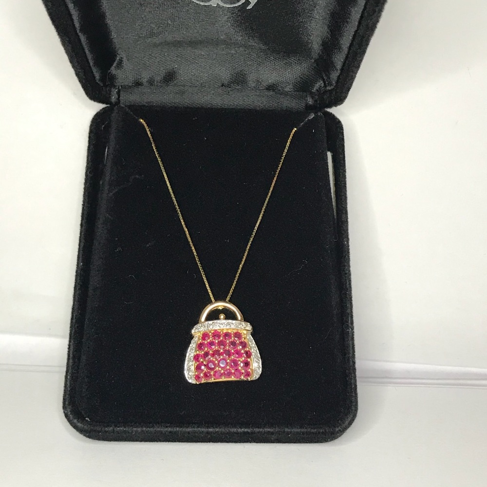 ❌SOLD❌ 14k Ruby & Diamond PURSE Necklace - Picture 7 of 17
